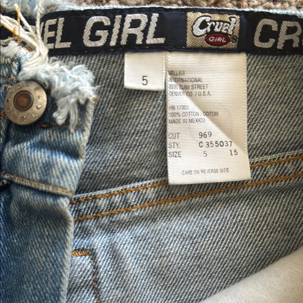 Cruel Girl Blue Jean Shorts Distressed Frayed Hem - Picture 6 of 7